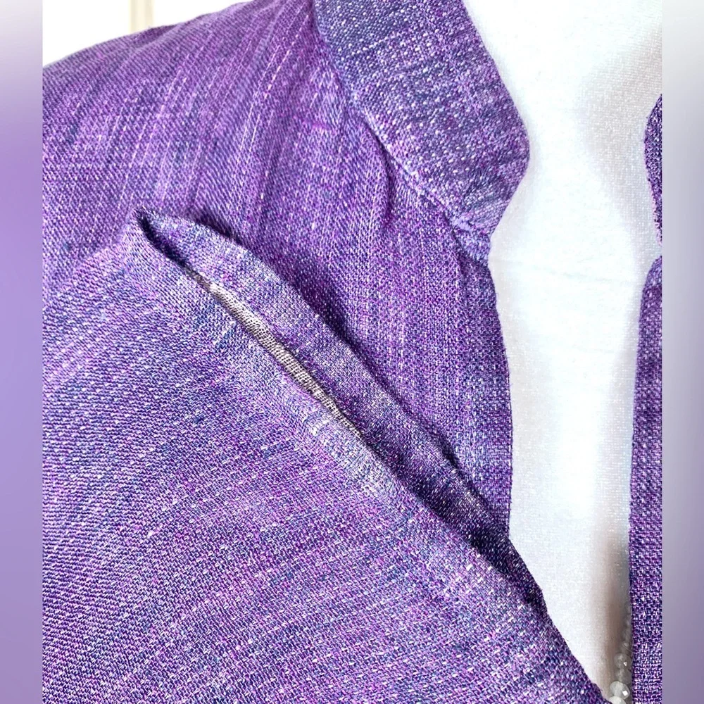 Eileen Fisher Purple Irish Linen Open Front Jacket - Kimono - Cardigan - Picture 11 of 15